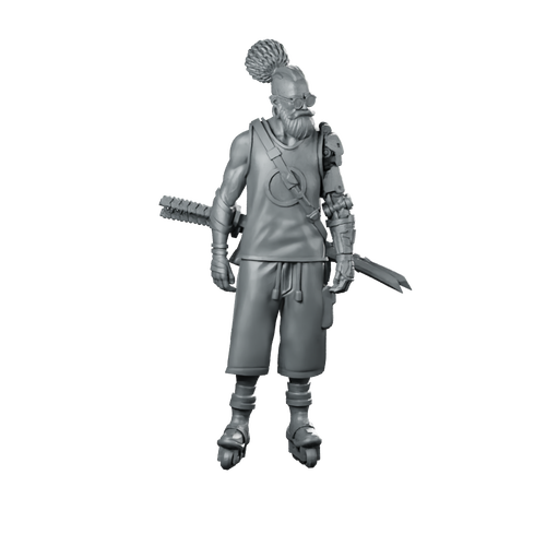 YugenJiiSan 01a Cyberpunk Miniature Veteran Warrior Samurai Miniature 360 Spin 01