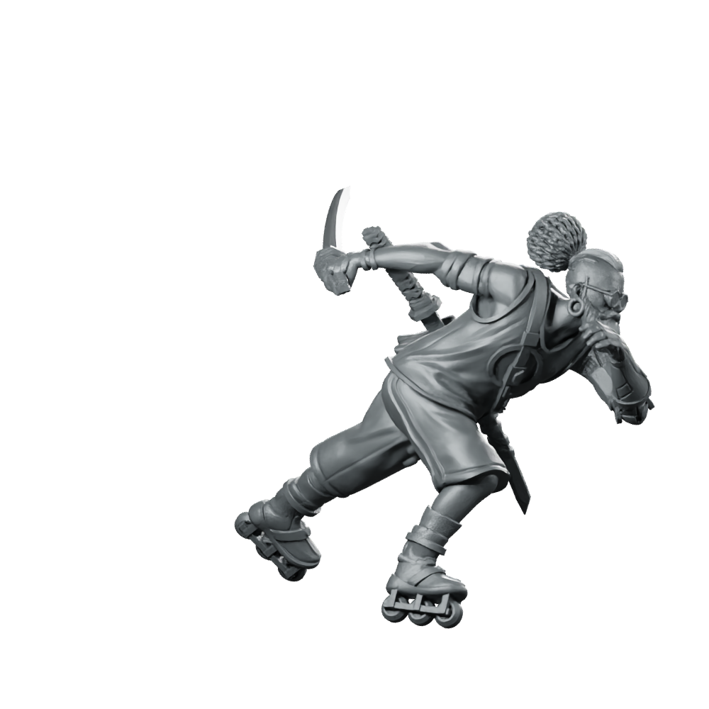 YugenJiiSan 01b Cyberpunk Miniature Katana Skater Miniature 360 Spin 01