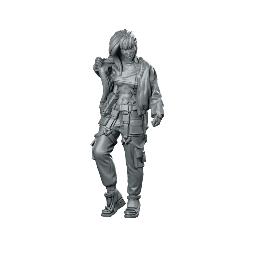 Yumiko 05b Cyberpunk Miniature Tactical Operative Sci-Fi Miniature 360 Spin 01