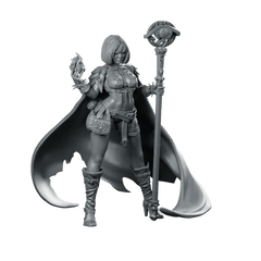 Zafira Miniature Arcane Sorceress Cloaked Staffcaster Figure - Haito - We Print Miniatures