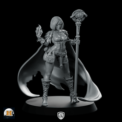 Zafira Miniature Arcane Sorceress Cloaked Staffcaster Figure - Haito - We Print Miniatures