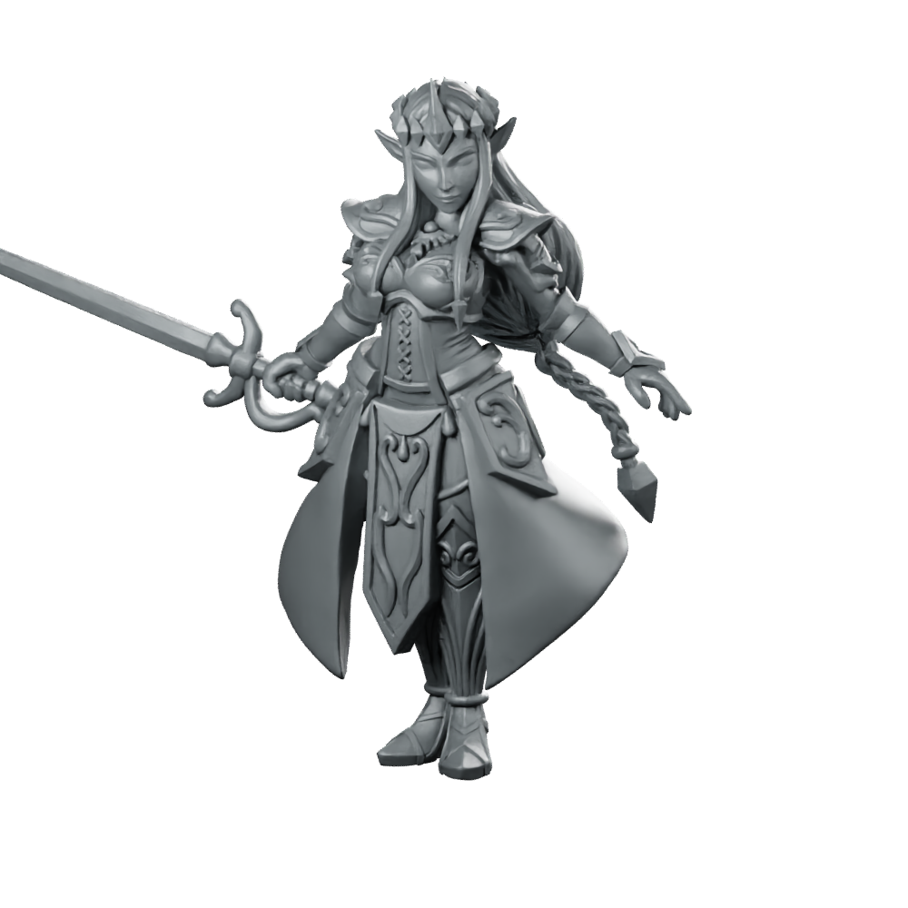 Fantasy Zalidra Elven Princess Miniature Royal Swordswoman Hero Miniature 360 Spin 01