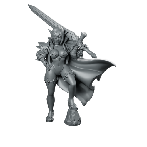 Fantasy Zeeras Slayer Miniature Female Warrior Greatsword Hero Miniature 360 Spin 01