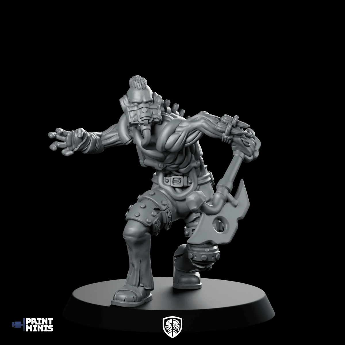 Zombie 003 Miniature Gasmask Berserker Great Axe - Print Minis - We Print Miniatures