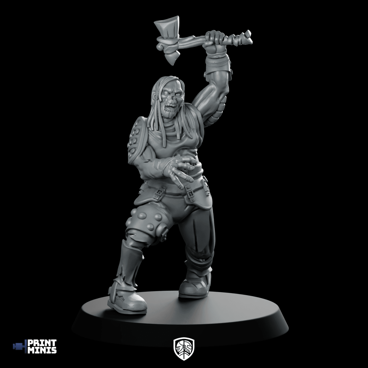 Zombie 004 Miniature Undead Warrior Axe - Print Minis - We Print Miniatures