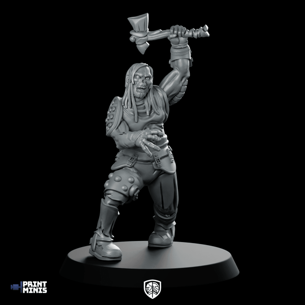 Zombie 004 Miniature Undead Warrior Axe - Print Minis - We Print Miniatures