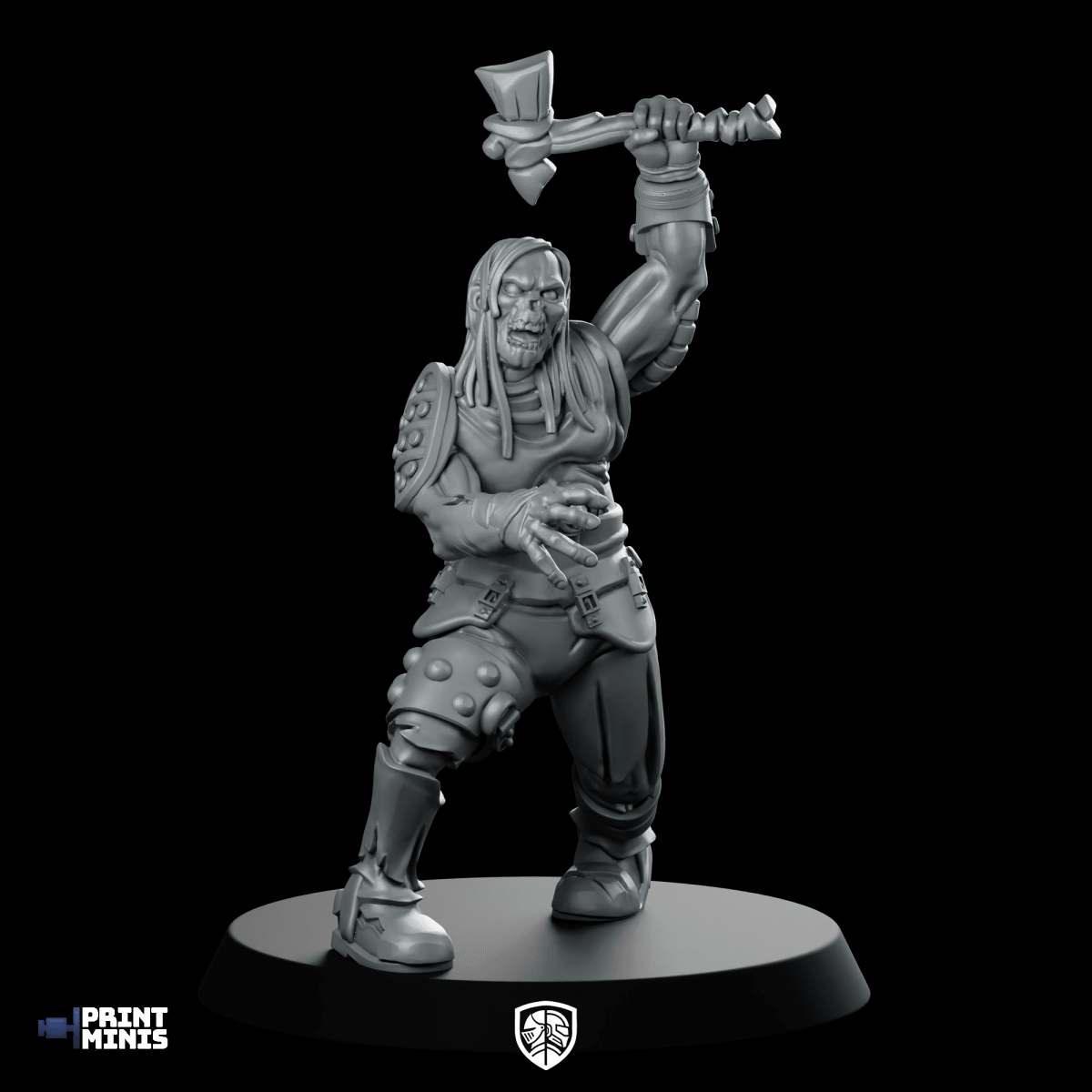 Zombie 004 Miniature Undead Warrior Axe - Print Minis - We Print Miniatures