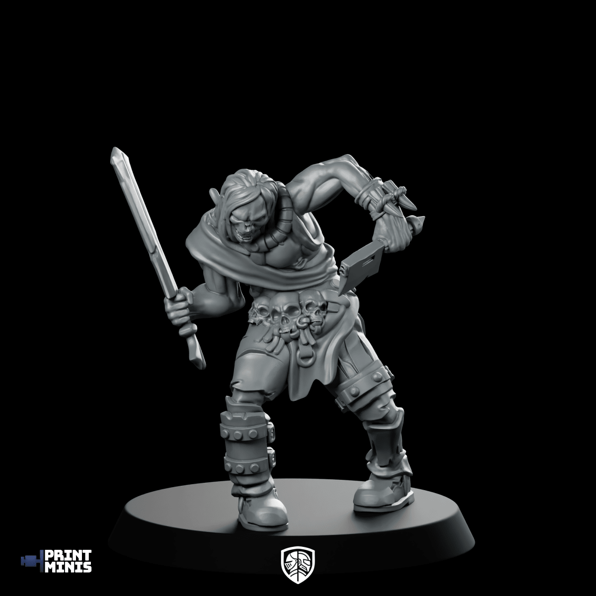 Zombie 005 Miniature Orc Berserker Dual Weapons - Print Minis - We Print Miniatures