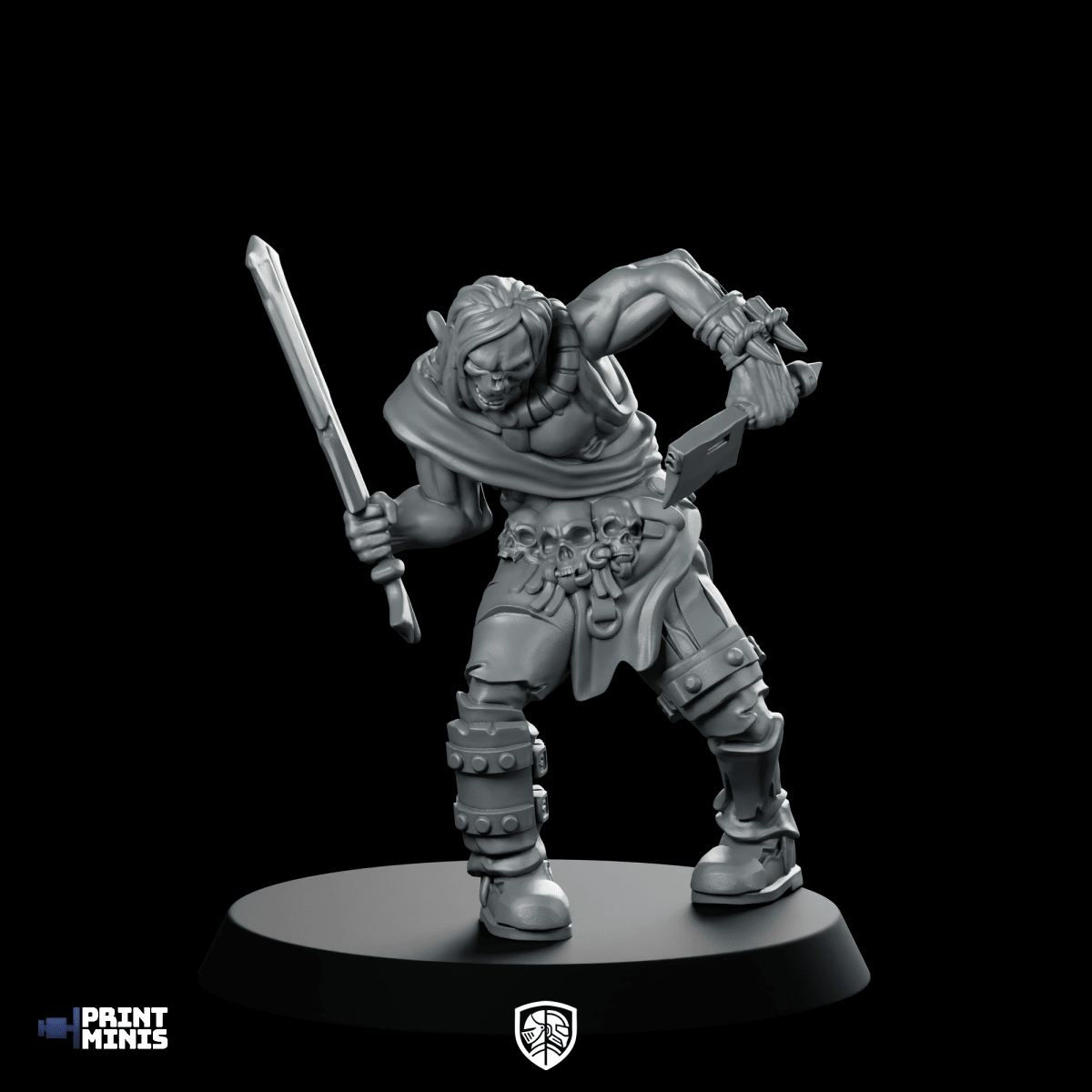 Zombie 005 Miniature Orc Berserker Dual Weapons - Print Minis - We Print Miniatures
