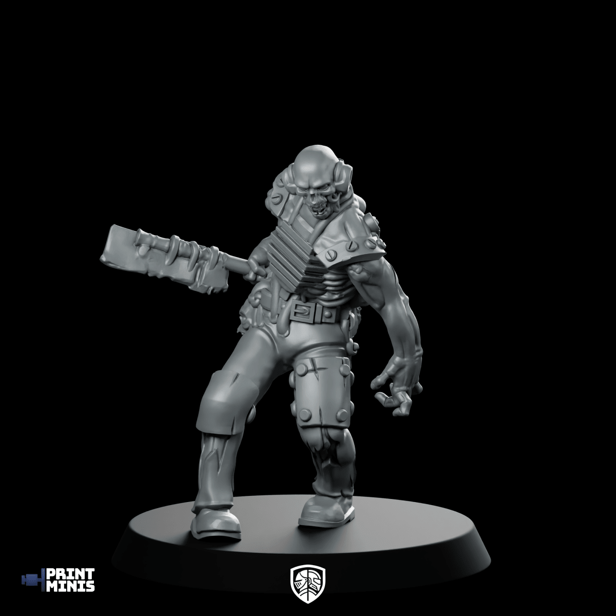 Zombie 007 Miniature Undead Butcher Cleaver Brute - Print Minis - We Print Miniatures