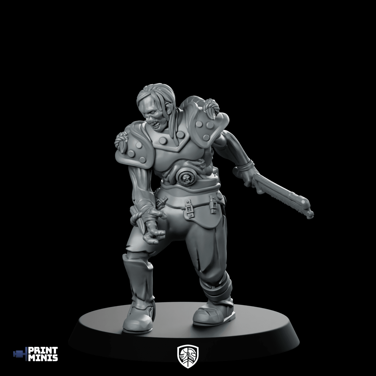 Zombie 008 Miniature Undead Warrior Armour Club - Print Minis - We Print Miniatures