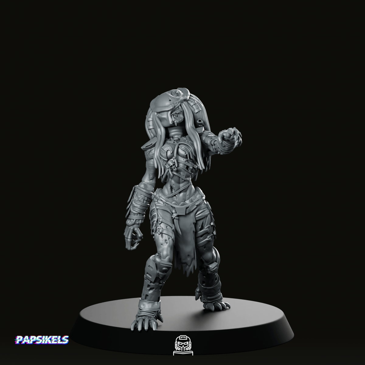 Zombie Vixen Skull Hunter 2 Miniature - Papsikels Miniatures - We Print Miniatures