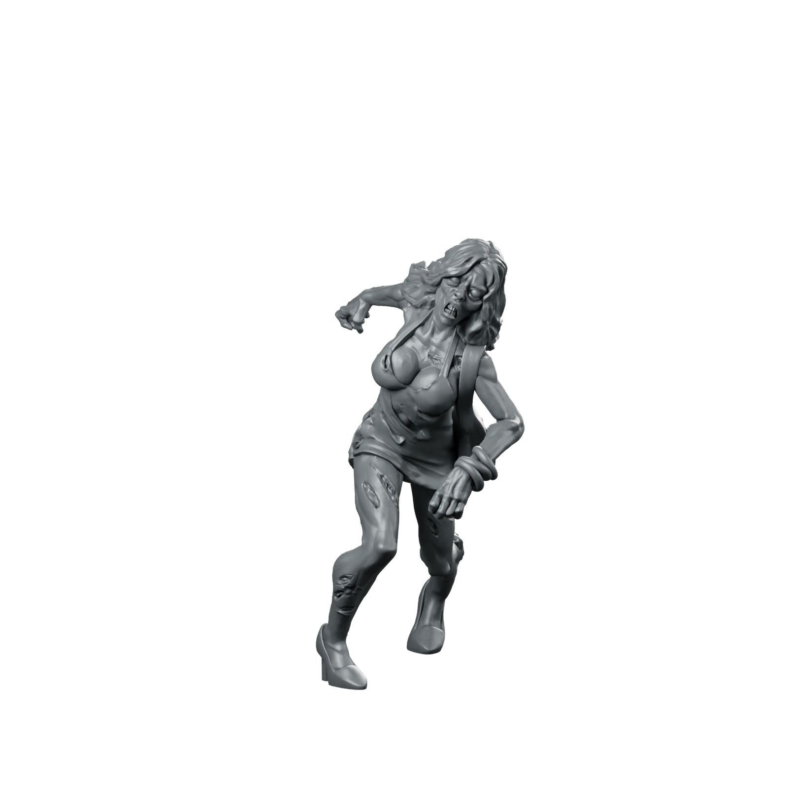Zombie3 Miniature Female Zombie Lurching Undead Miniature 360 Spin 01
