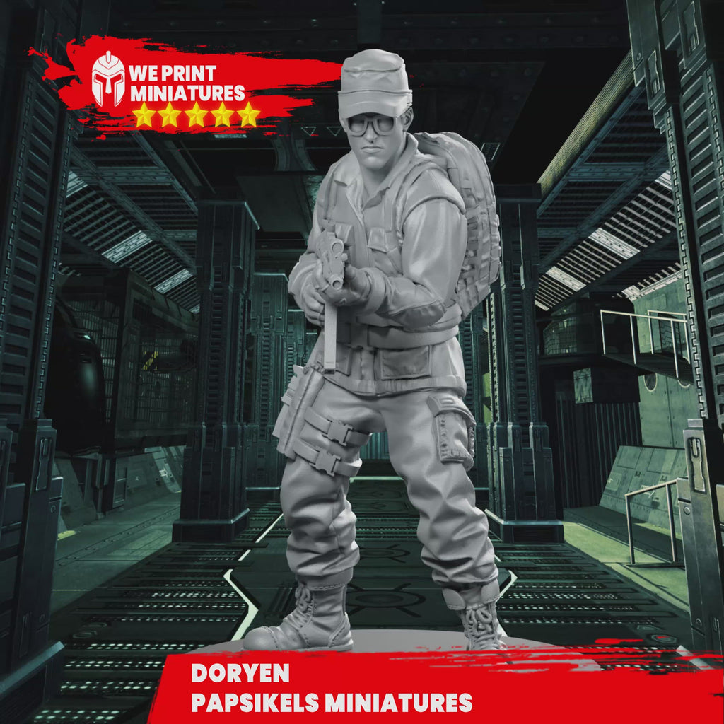 Doryen avec une miniature de mitrailleuse