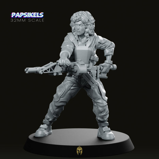 Aliens Lannie with AutoGun Miniature - We Print Miniatures