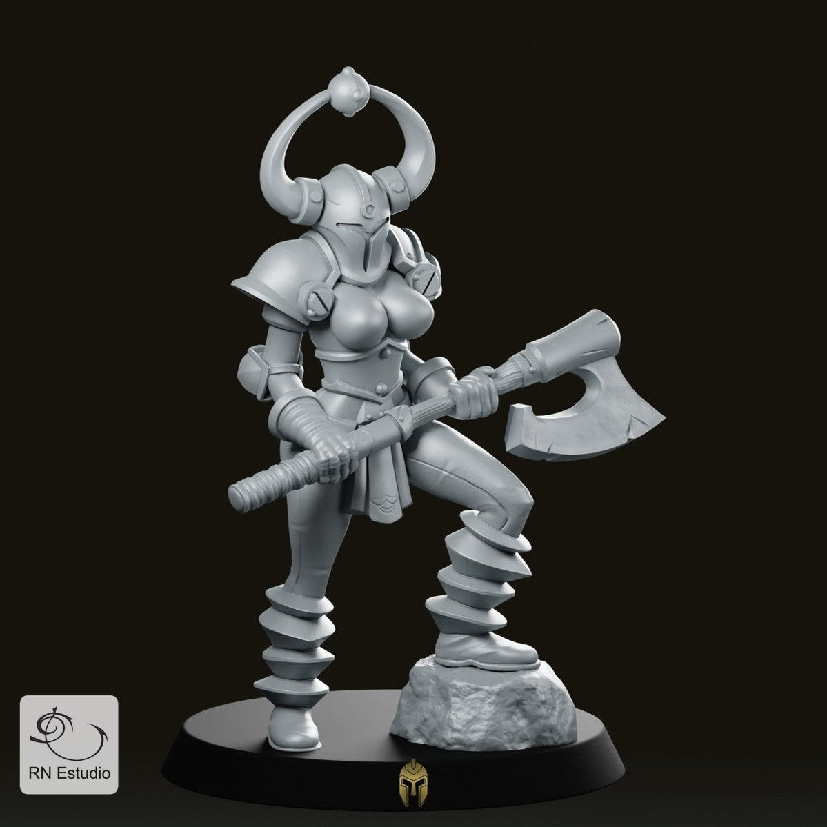 Chaos Helmet Female 2 Miniature - We Print Miniatures -RN Estudio
