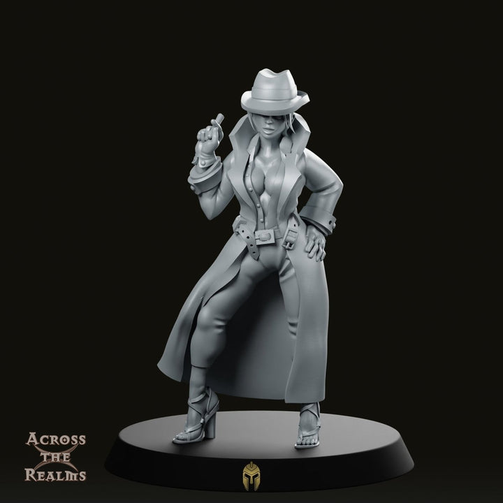 Noir Female Investigator Detective Miniature for Tabletop RPGs