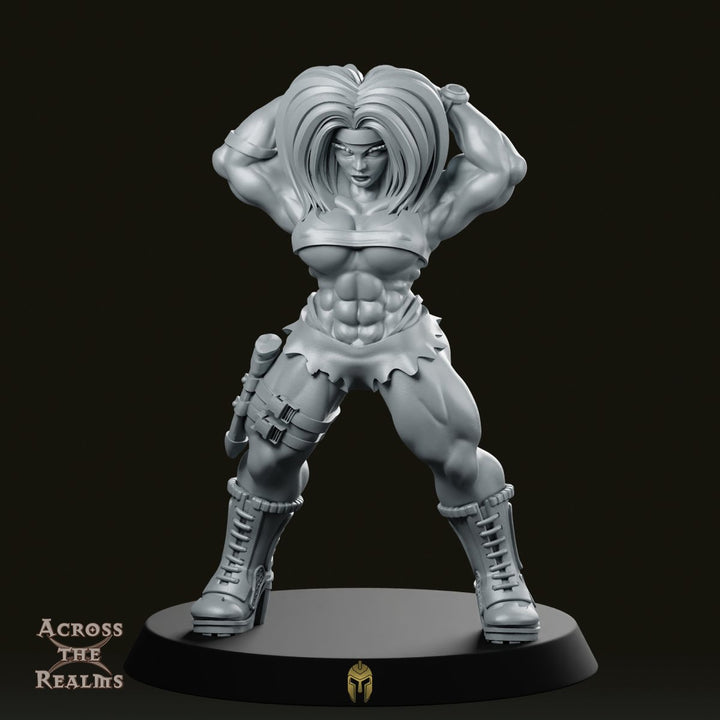 Cyberpunk Commando Pinup Female Soldier Miniature for Sci‑Fi Tabletop RPGs
