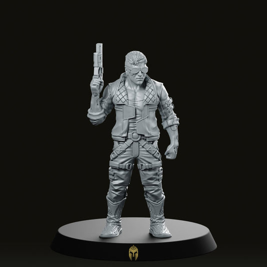 Cyberpunk Male P Nomad Hk2 Revolver Miniature - We Print Miniatures -Papsikels Miniatures