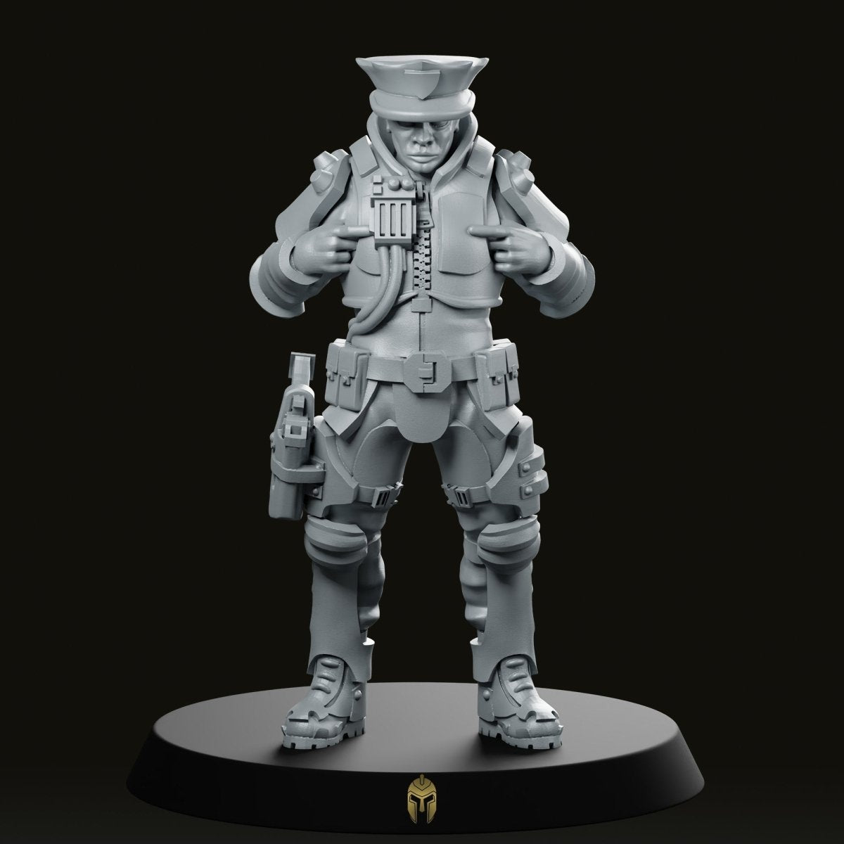 Cyberpunk Police Officer Idle Miniature - We Print Miniatures -Across The Realms