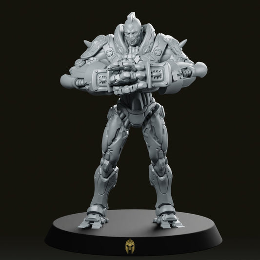 Cyborgpunk Heavy Goon Bone Crusher Miniature - We Print Miniatures -Papsikels Miniatures