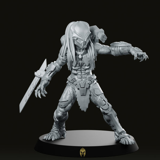 Cyra-X Cyborg Skull Hunter Outcast In Action Miniature - We Print Miniatures -Papsikels Miniatures