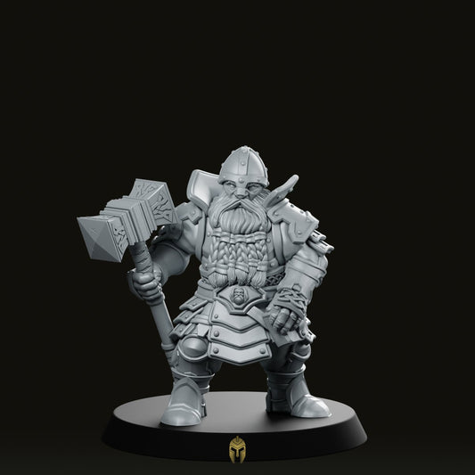 Dwarf C with Hammer Miniature - We Print Miniatures -DungeonDog