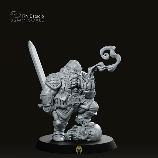 Dwarf Garaldir Pipe Miniature - We Print Miniatures -RN Estudio