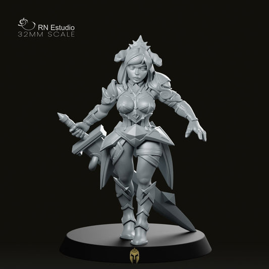 Fantasy Varuna Female Knight Miniature - We Print Miniatures -RN Estudio