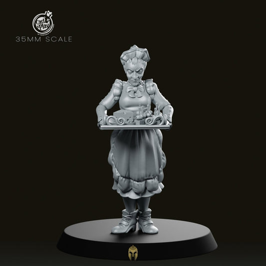 Female Butler Fantasy Miniature - We Print Miniatures -CastNPlay