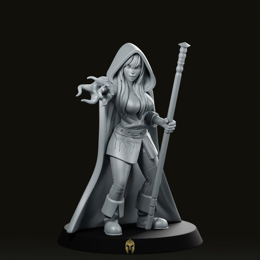 Female Mage Sorceress Miniature - We Print Miniatures -RN Estudio