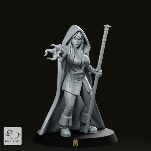 Female Mage Sorceress Miniature - We Print Miniatures -RN Estudio