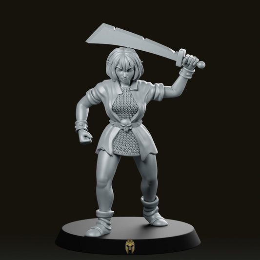 Female Orc Hero Sword Miniature - We Print Miniatures -RN Estudio