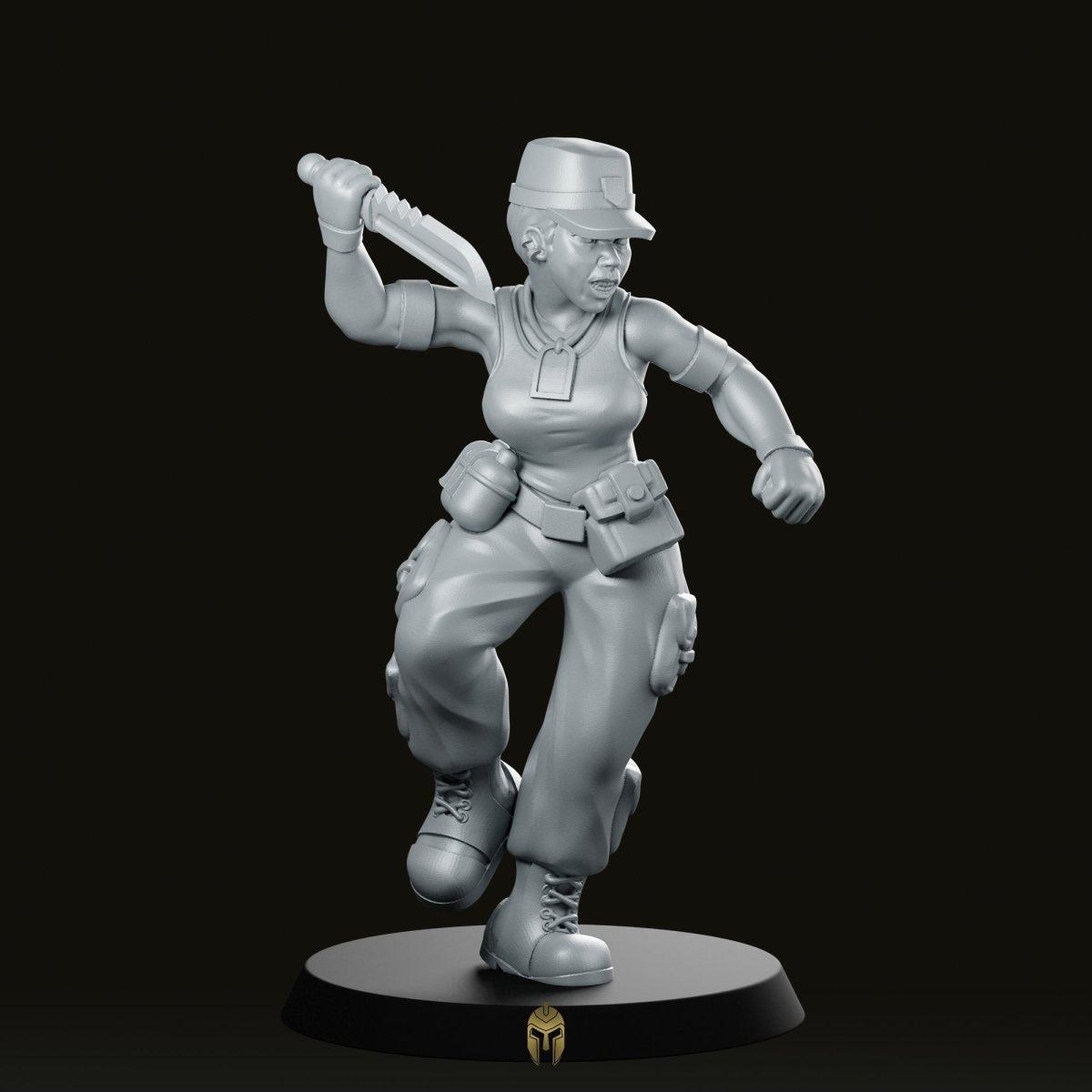Female Soldier with Knife Miniature - We Print Miniatures -Onmioji