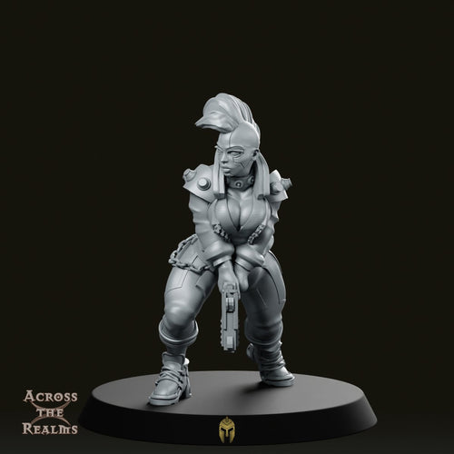 Female Street Punk Miniature - We Print Miniatures -Across The Realms