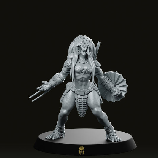 Feral Vixen Berserk Skull Hunter Miniature - We Print Miniatures -Papsikels Miniatures