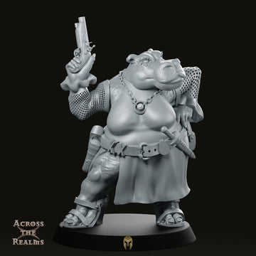 Giff Femme Fatale Alien Gunslinger Miniature for Tabletop RPGs
