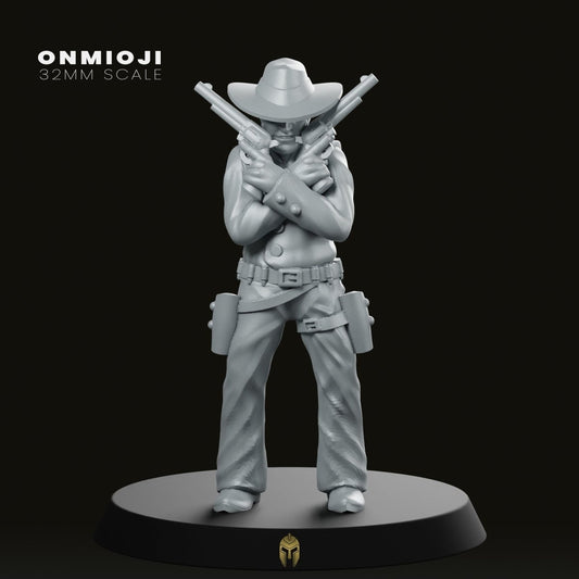 Gunslinger Western Cowboy Crossed Pistols Miniature - We Print Miniatures -Onmioji