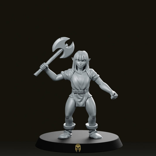 Hero Female Goblin Axe Miniature - We Print Miniatures -RN Estudio