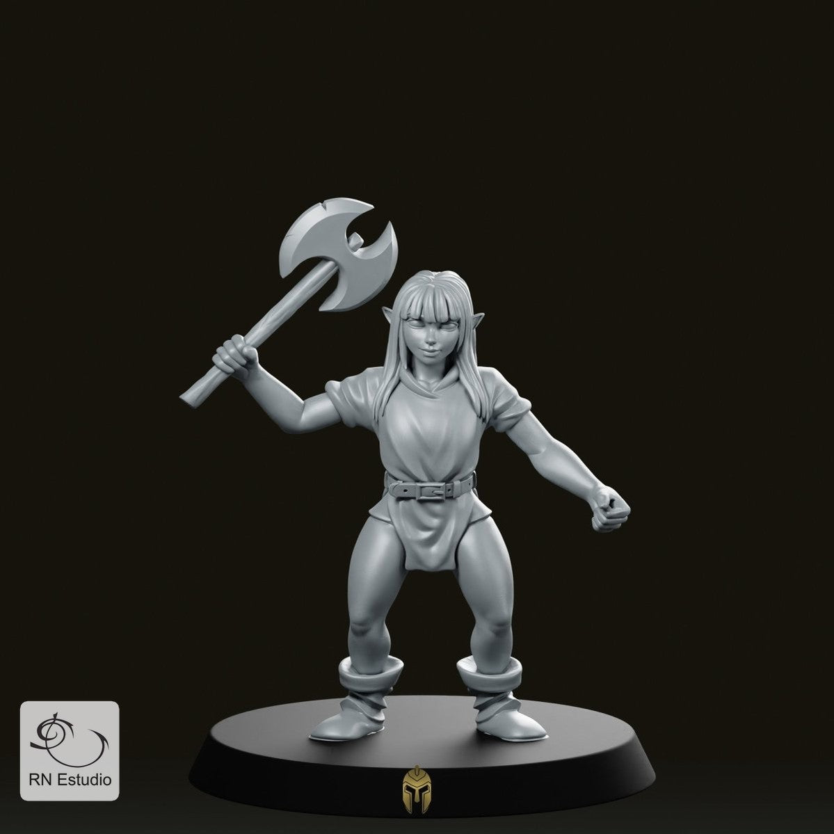Hero Female Goblin Axe Miniature - We Print Miniatures -RN Estudio