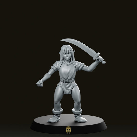 Hero Female Goblin Sword Miniature - We Print Miniatures -RN Estudio