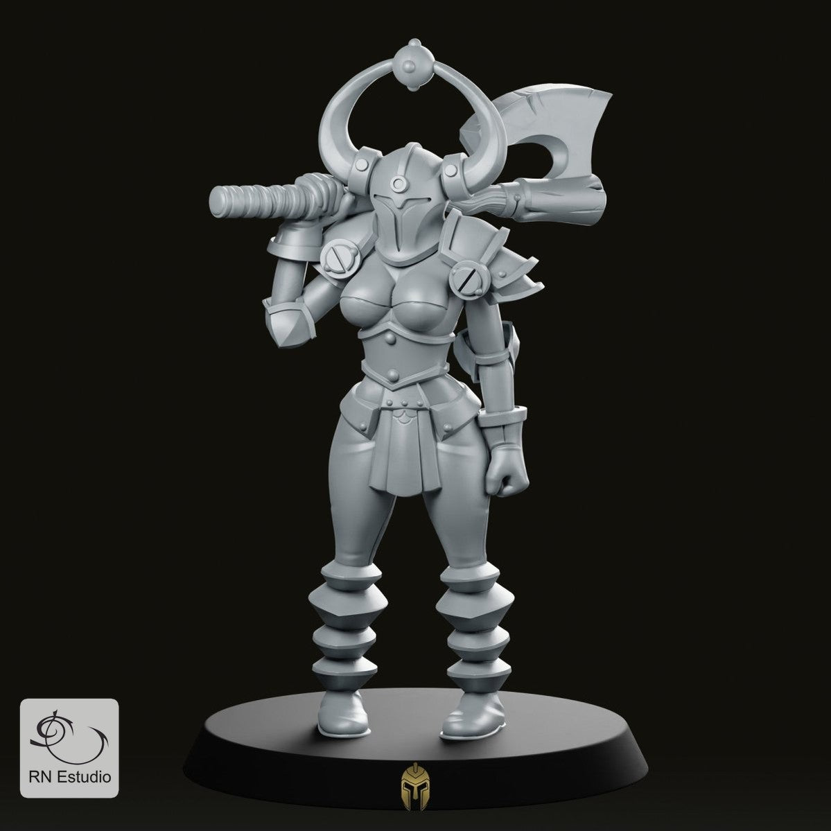 Hero Quest Female Chaos 3 Helmet Miniature - We Print Miniatures -RN Estudio