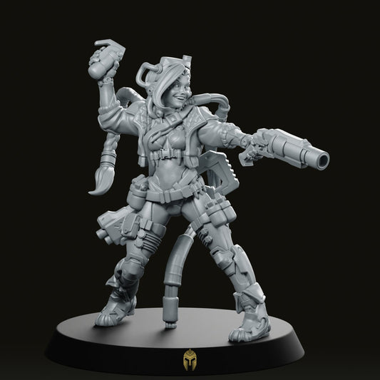 Hexei Ivel Foyl Cyber Terrorist Miniature - We Print Miniatures -Papsikels Miniatures