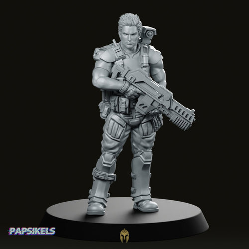 Human Colonial Marine Pvt Leon Hennesy Miniature - We Print Miniatures -Papsikels Miniatures