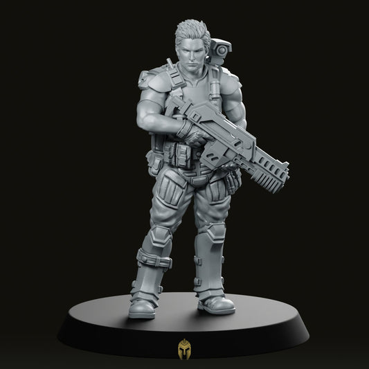 Human Colonial Marine Pvt Leon Hennesy Miniature - We Print Miniatures -Papsikels Miniatures