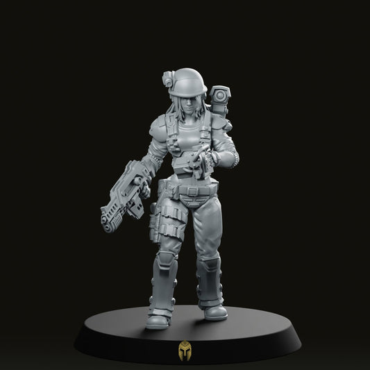 Human Colonial Marine Rika Miniature - We Print Miniatures -Papsikels Miniatures