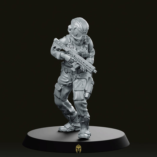 Lace Cyberpunk Soldier Miniature - We Print Miniatures -Unit9