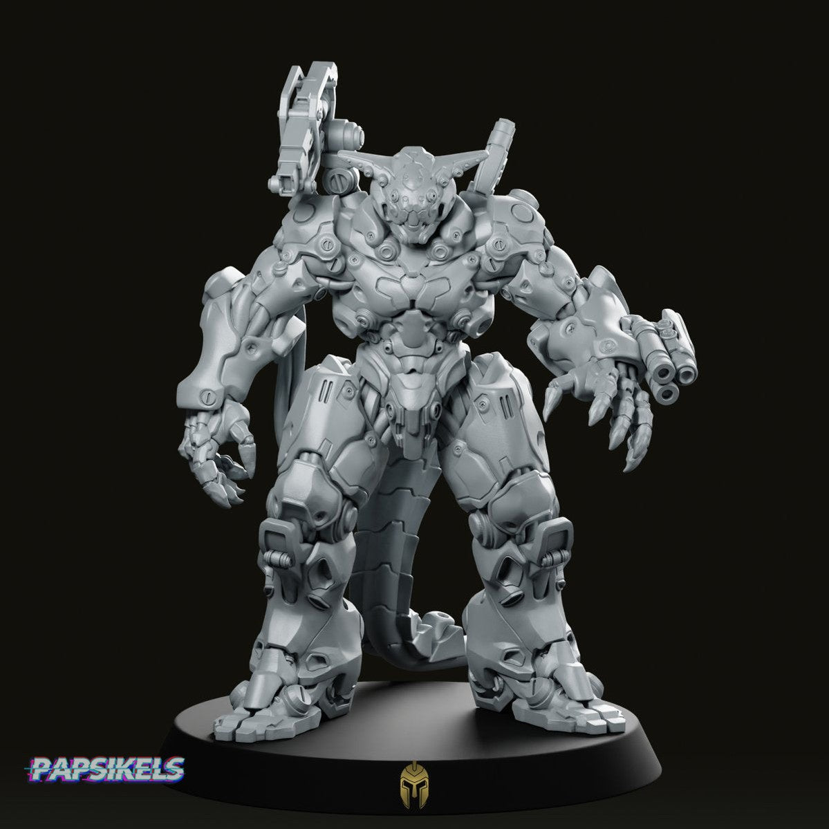 Lord Asharnel Cyborg Demon Boss Miniature - We Print Miniatures -Papsikels Miniatures
