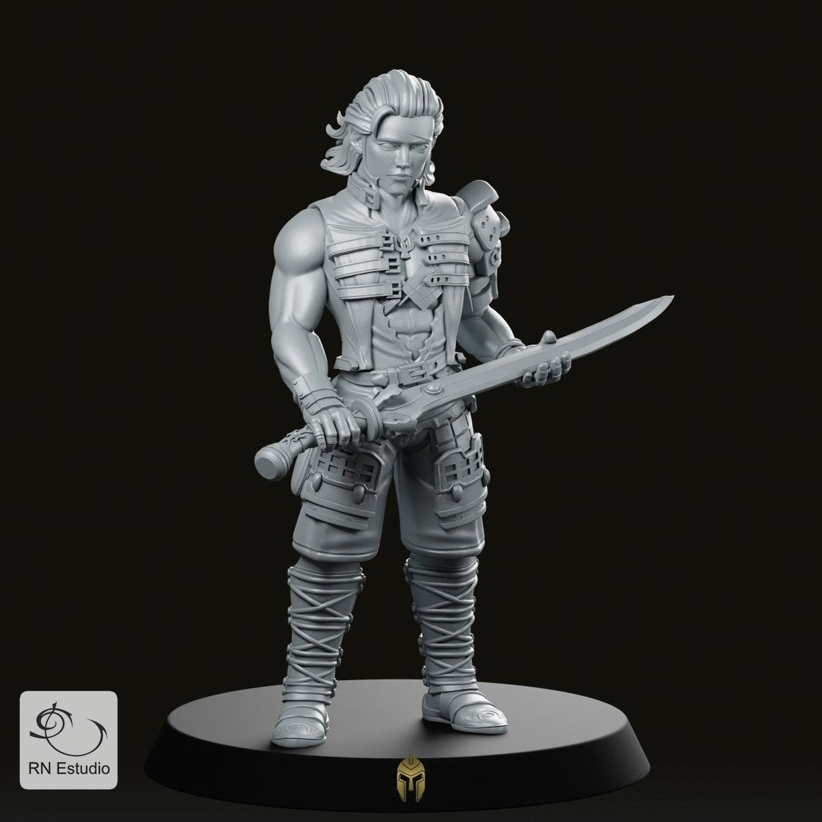 Male Hero Basch Fighter Miniature - We Print Miniatures -RN Estudio
