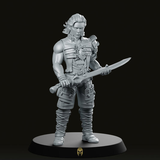 Male Hero Basch Fighter Miniature - We Print Miniatures -RN Estudio